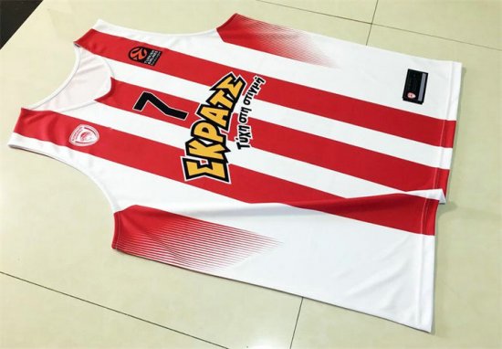 Vassilis Spanoulis 7 Olympiacos Euroleague Piraeus Retro Basketball Jersey